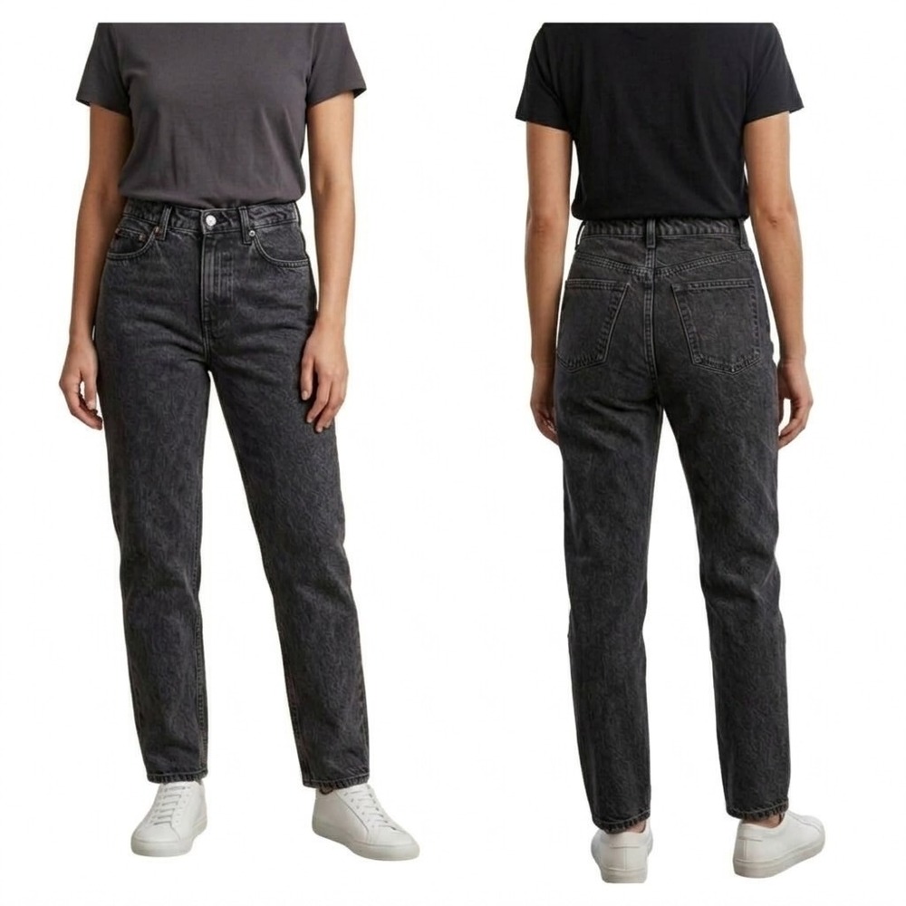 Zara Mom Jeans Womens 4 Black Washed Denim High Rise 5-Pocket Classic Streetwear